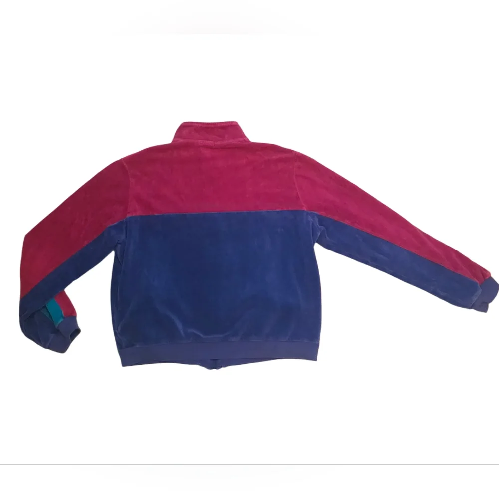 Vintage 1984 Jantzen Velour Track Suit Burgundy Blue Teal Medium - Picture 6 of 8